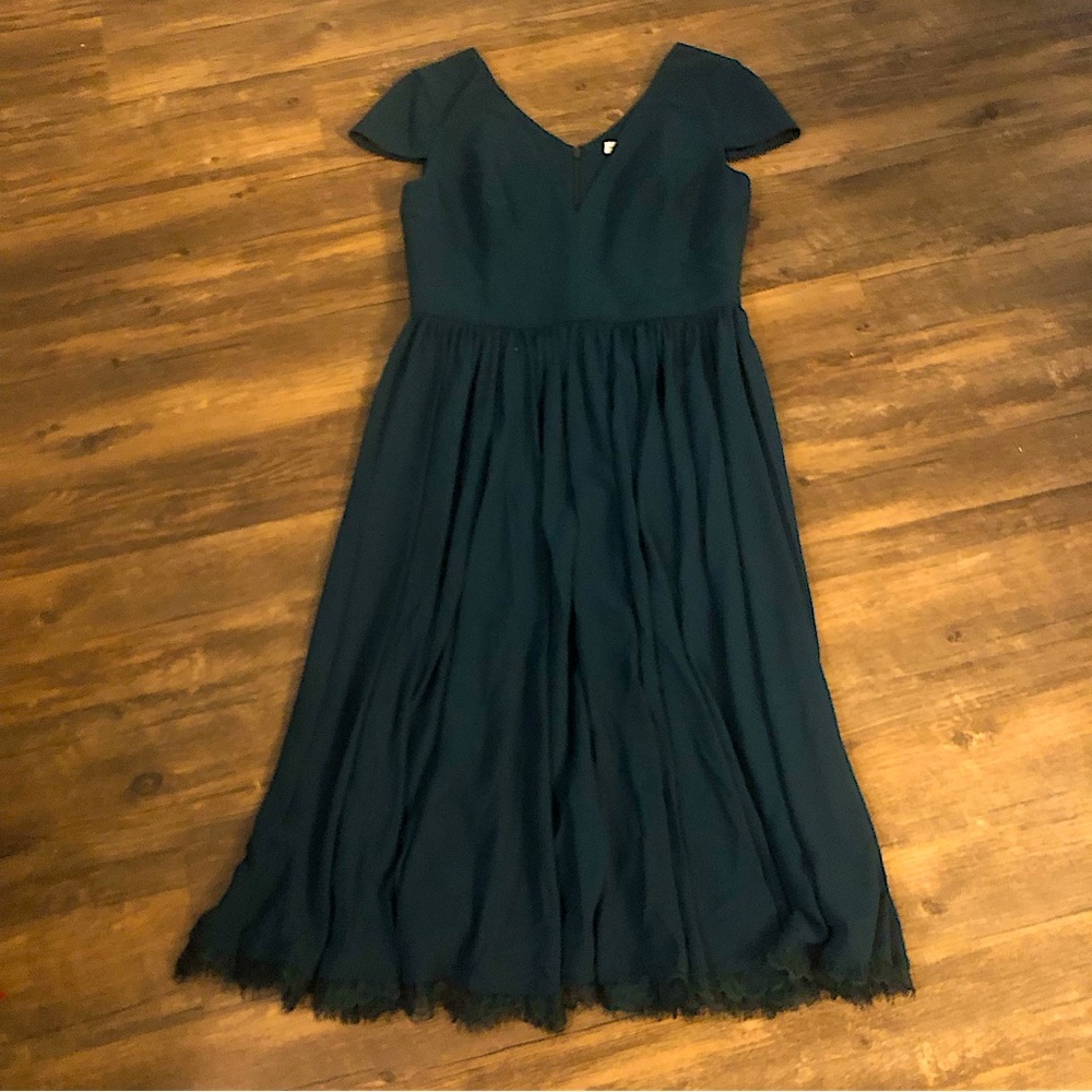 Dress the Population Corey Pine fit n flare cocktail midi dress sz M